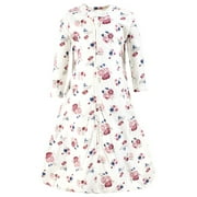Hudson Baby Infant Girl Long Sleeve Cotton Jersey Sleeping Bag, Dusty Rose Floral, 0-6 Months